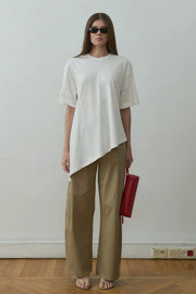 Ecru Asymmetrical Oversized T-Shirt - Suud Collection