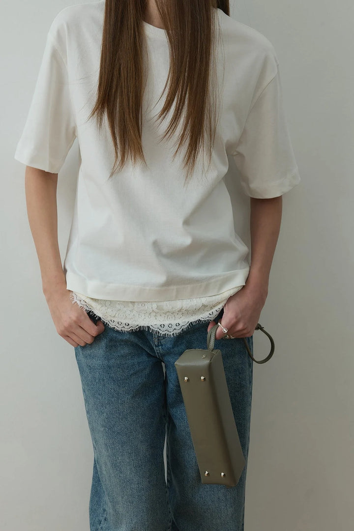 Ecru Lace Detail T-Shirt - Suud Collection