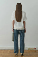 Load image into Gallery viewer, Ecru Lace Detail T-Shirt - Suud Collection