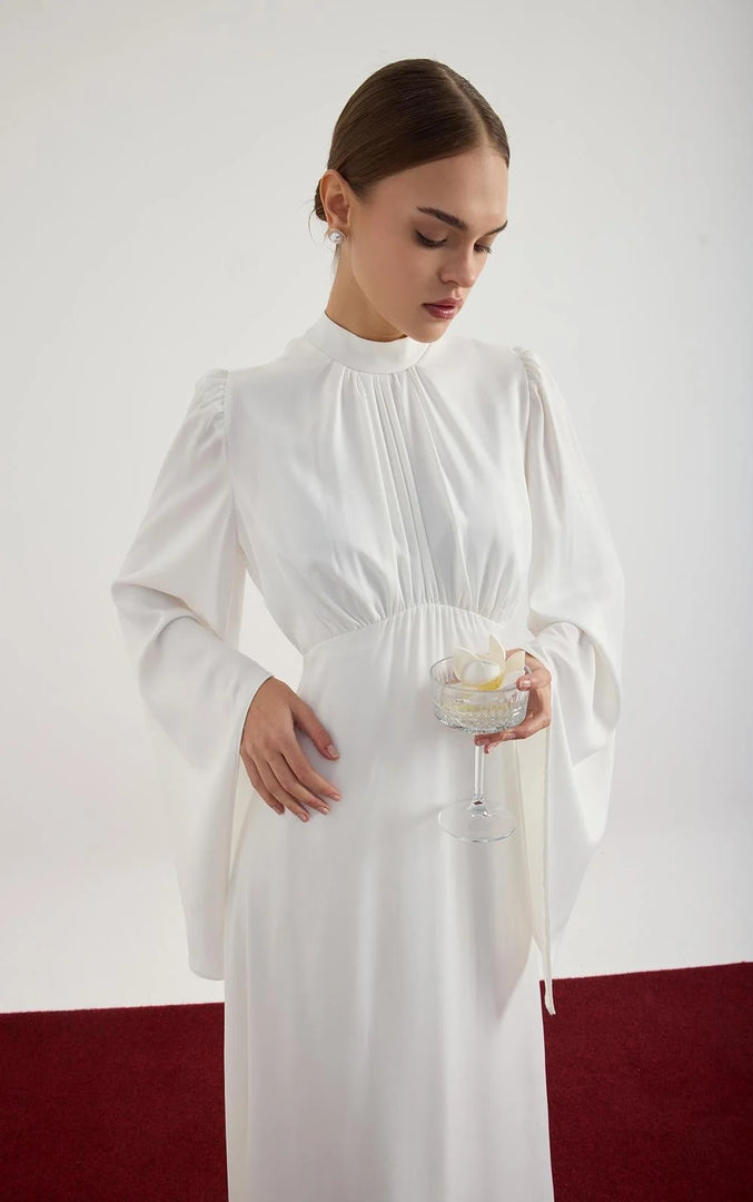 Elora Satin Dress - White
