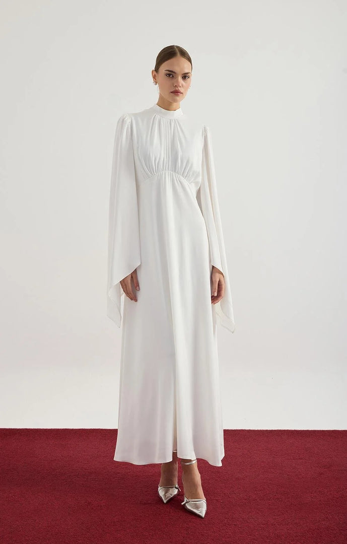 Elora Satin Dress - White