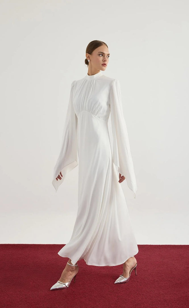 Elora Satin Dress - White