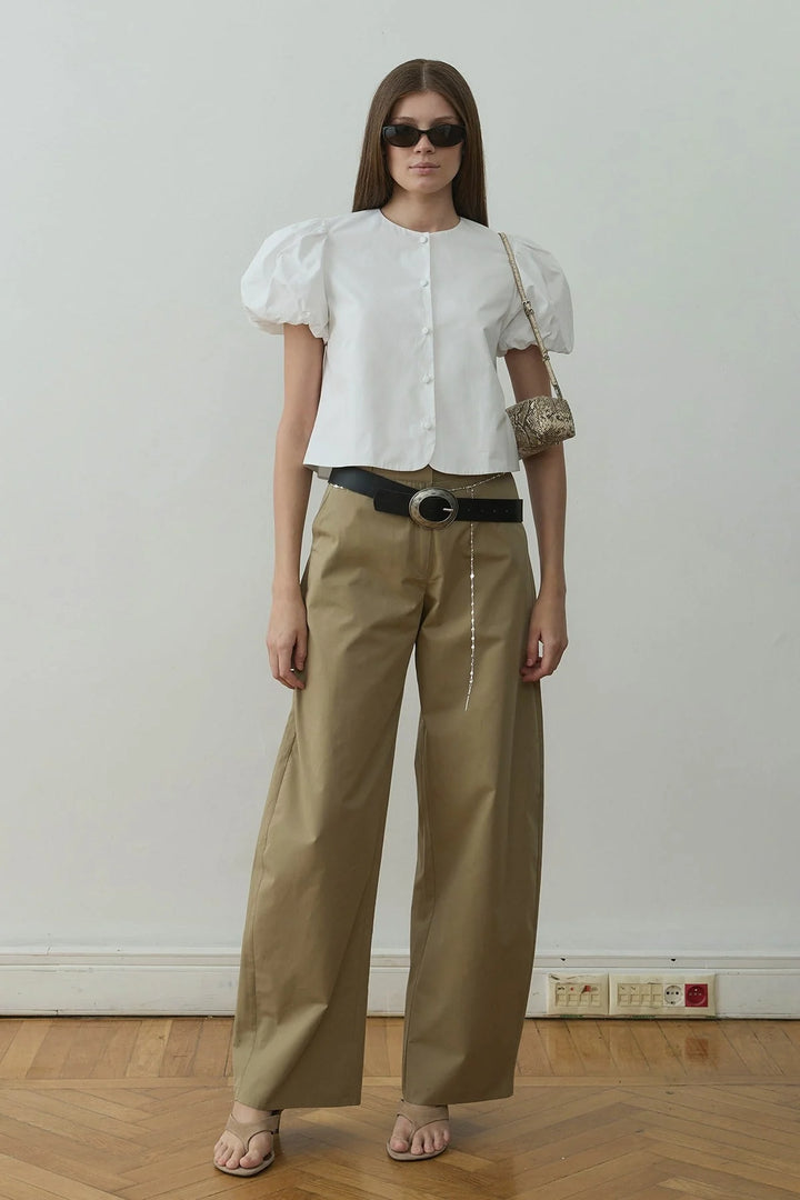Camel Raffy Wide Leg Pants -  Suud Collection