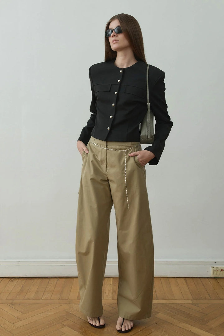 Camel Raffy Wide Leg Pants -  Suud Collection