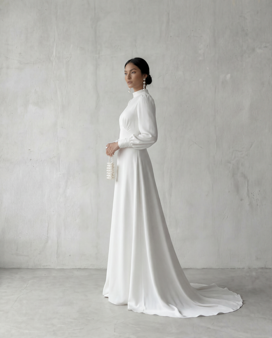 Elena Mermaid Gown - White