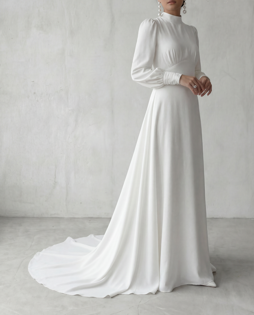 Elena Mermaid Gown - White