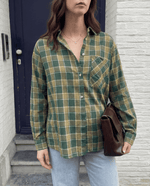 Load image into Gallery viewer, Plaid Oversized Shirt - Green/Beige