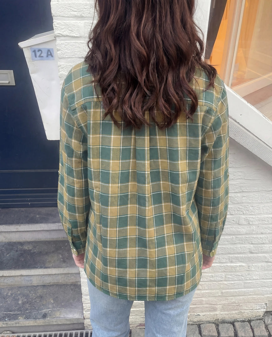 Plaid Oversized Shirt - Green/Beige