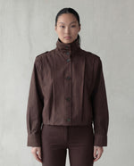 Load image into Gallery viewer, High Collar Button Jacket – Chocolate Brown