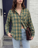Load image into Gallery viewer, Plaid Oversized Shirt - Green/Beige