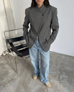 Load image into Gallery viewer, High Collar Blazer - Grey