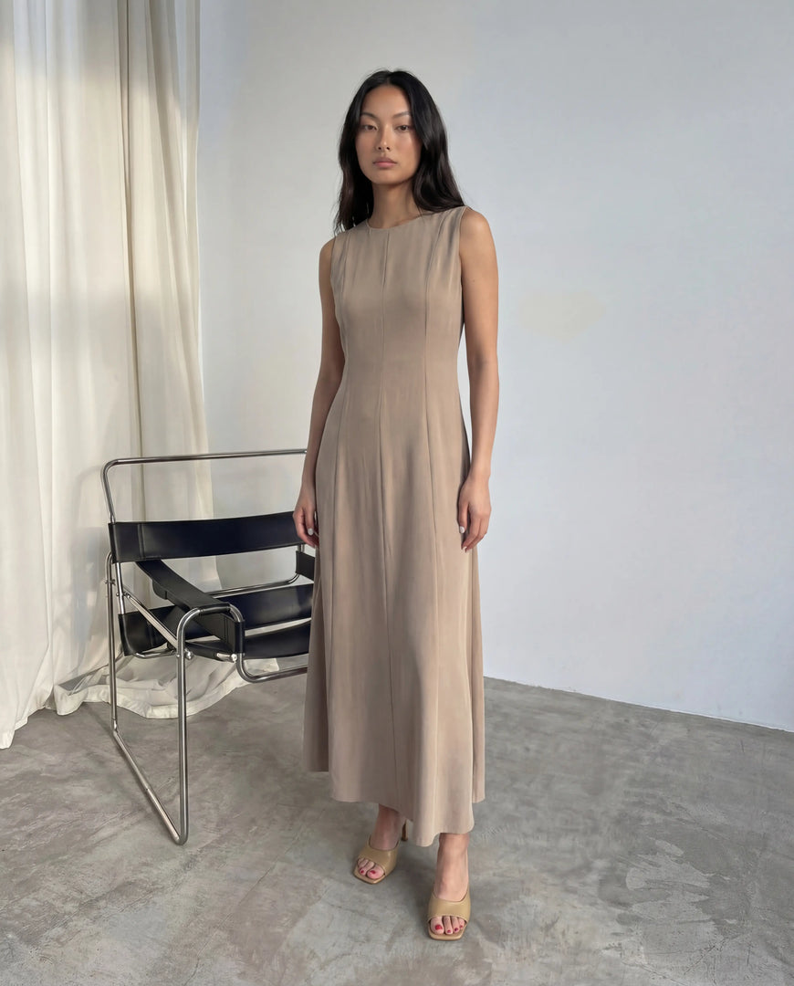 Sleeveless Maxi Dress - Dark Beige
