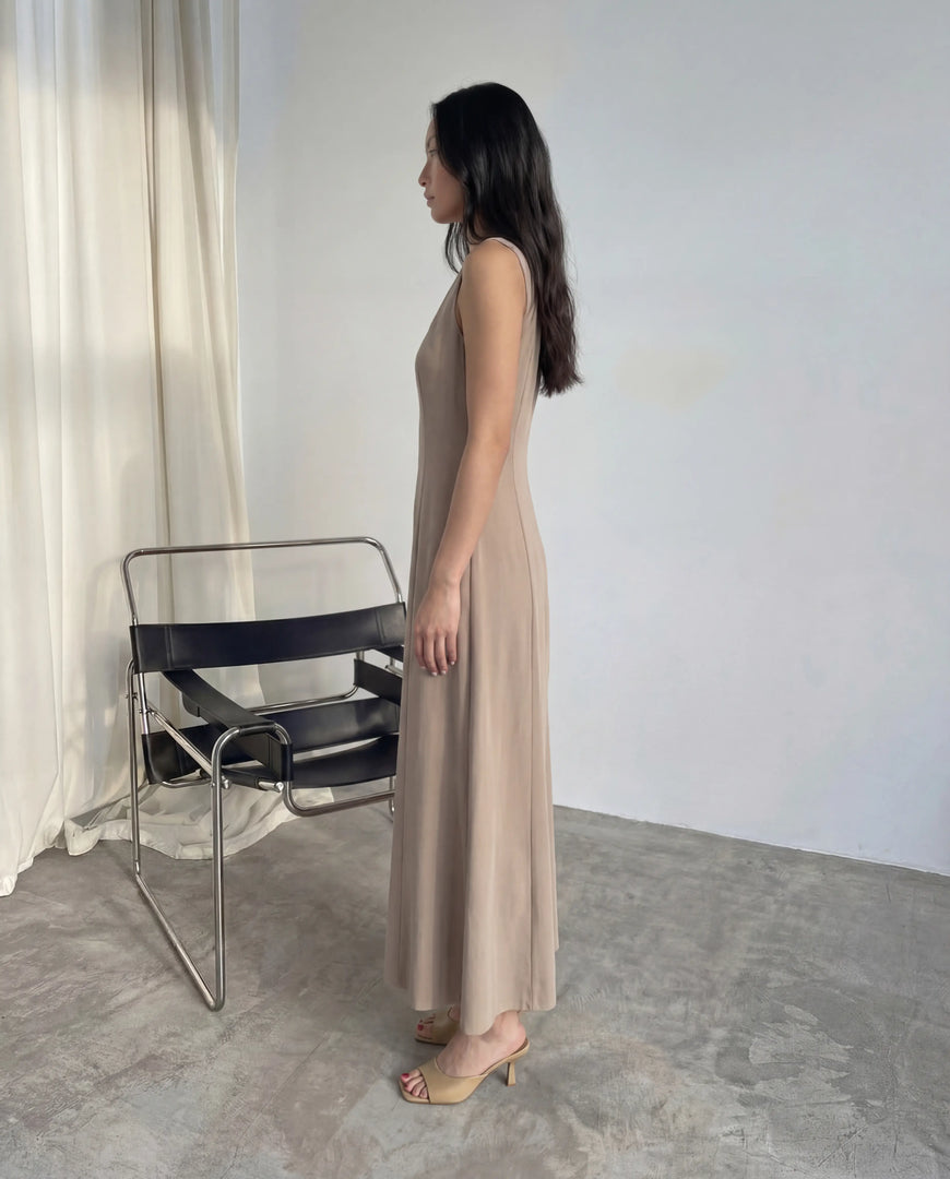 Sleeveless Maxi Dress - Dark Beige