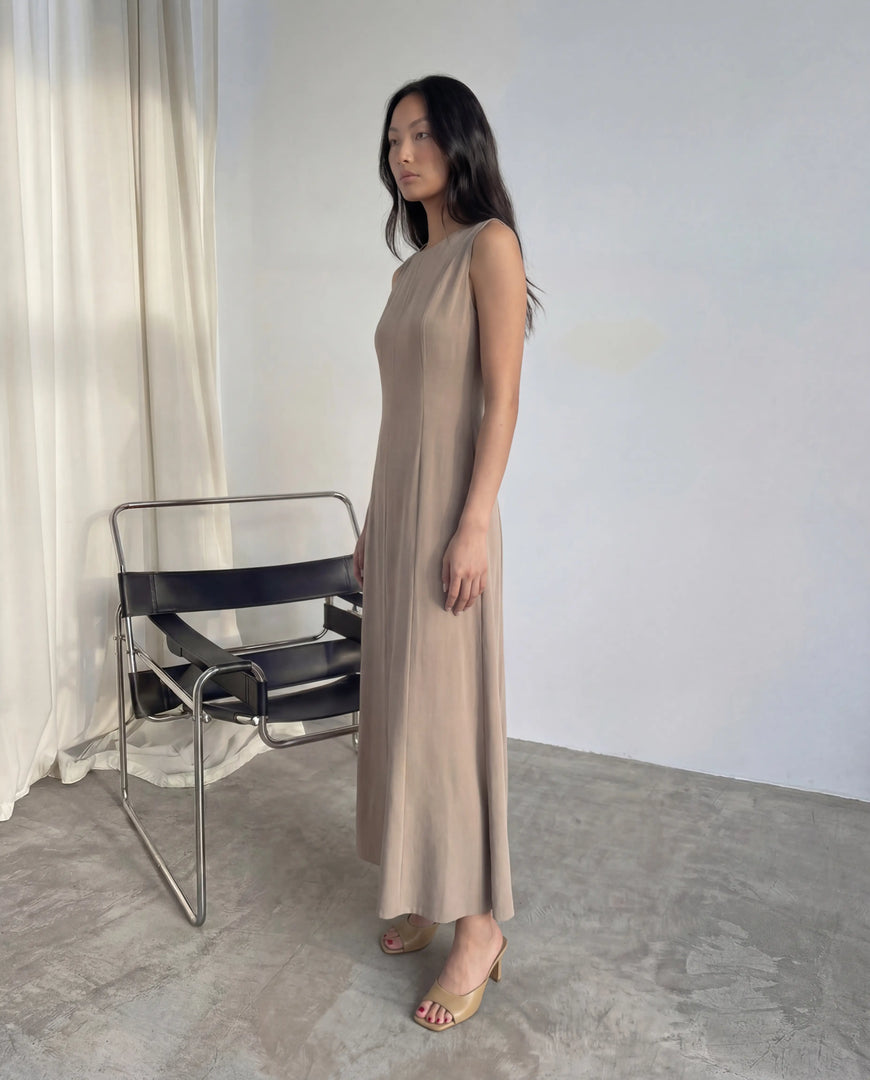 Sleeveless Maxi Dress - Dark Beige