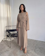 Load image into Gallery viewer, Short Belted Kimono Jacket – Dark Beige