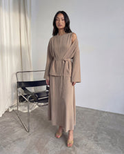 Short Belted Kimono Jacket – Dark Beige