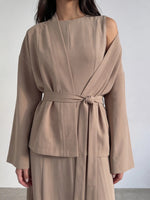 Load image into Gallery viewer, Short Belted Kimono Jacket – Dark Beige