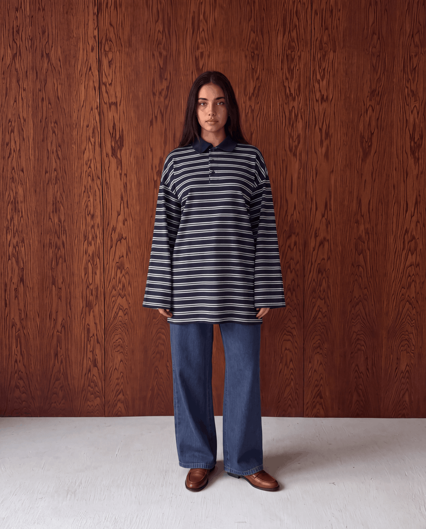 Striped Long Sleeve Polo