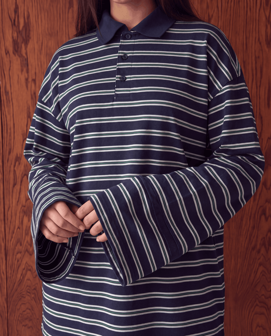 Striped Long Sleeve Polo