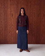 Load image into Gallery viewer, Long Flared Denim Skirt
