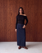 Load image into Gallery viewer, Long Flared Denim Skirt