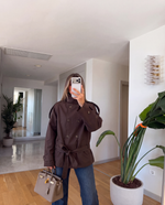 Load image into Gallery viewer, High neck short  trenchcoat - Brown
