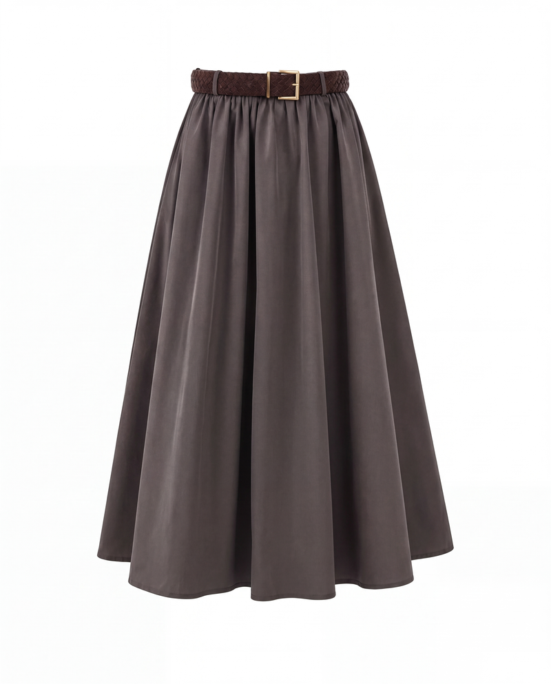 Parachute A-Line Skirt – Dark Brown