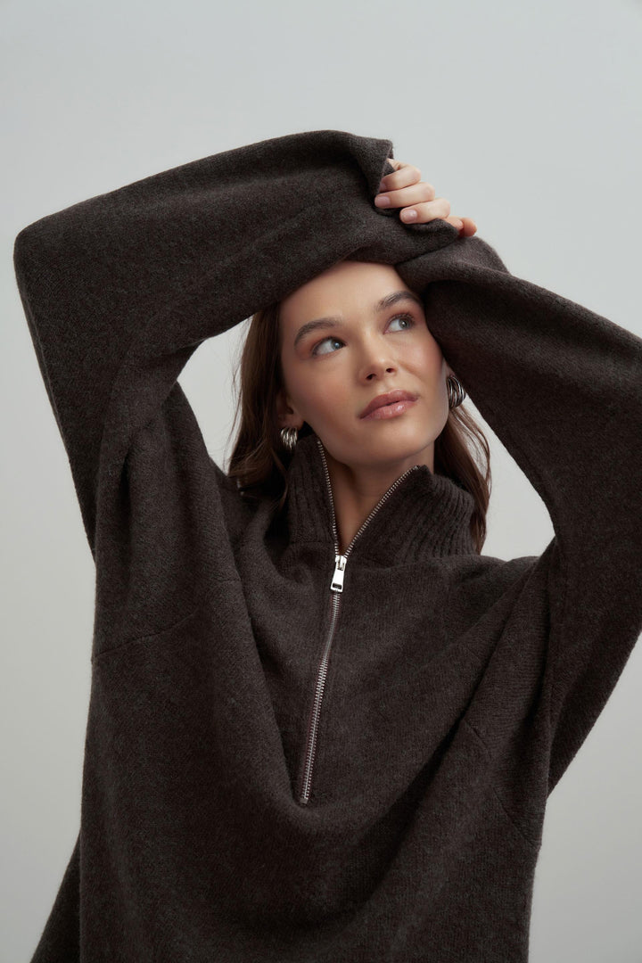 Half-zip wool-blend knitwear