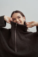 Load image into Gallery viewer, Half-zip wool-blend knitwear
