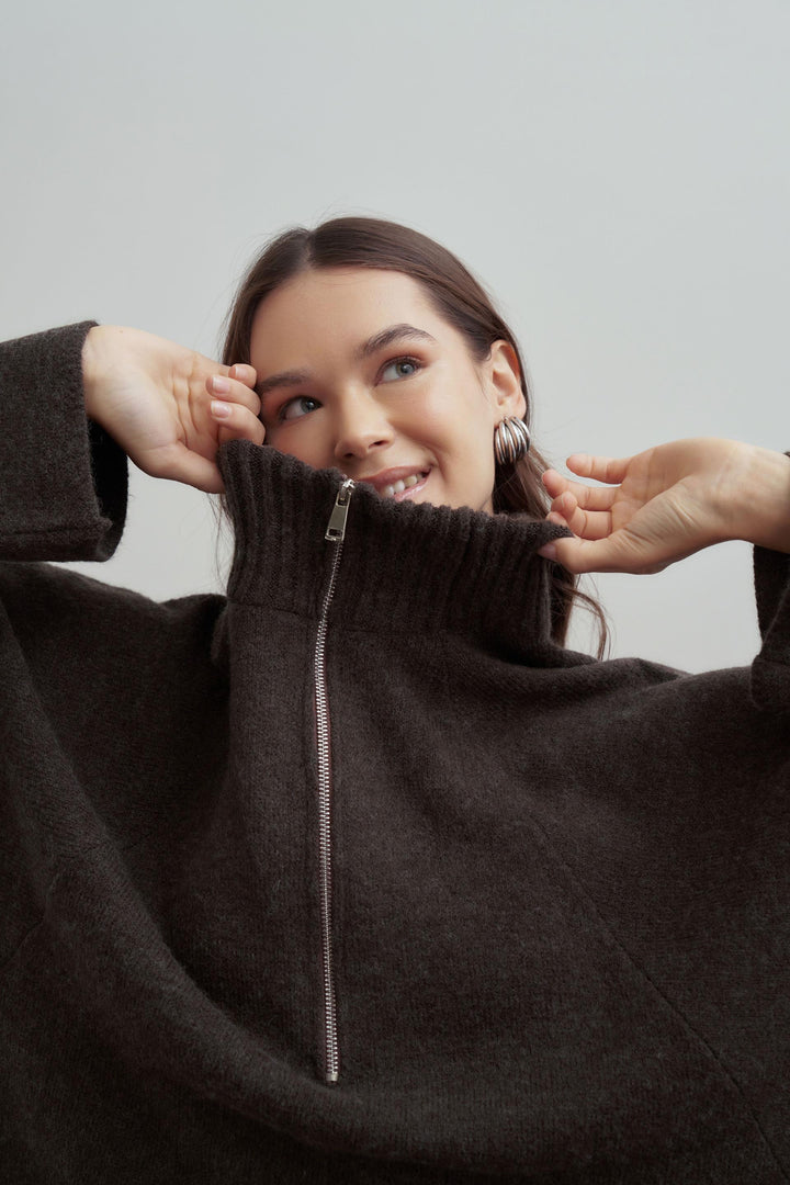 Half-zip wool-blend knitwear