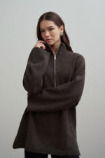 Load image into Gallery viewer, Half-zip wool-blend knitwear