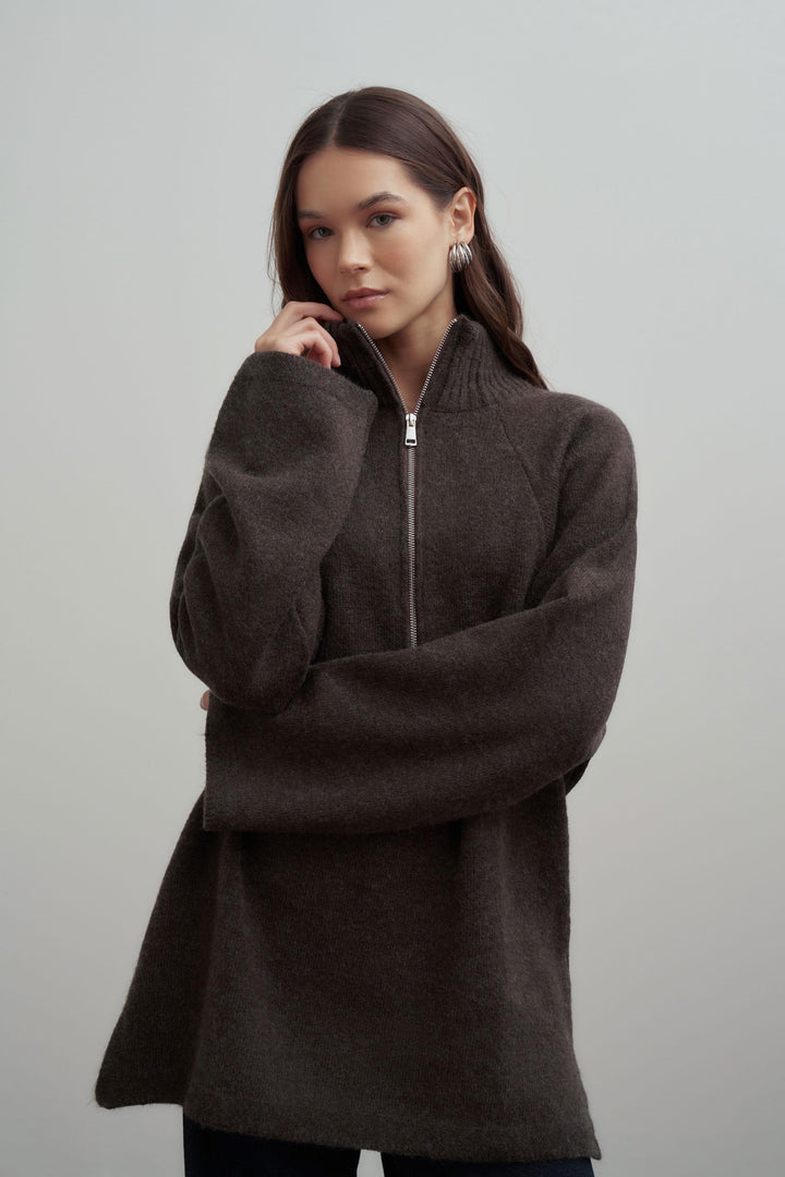 Half-zip wool-blend knitwear