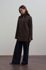 Load image into Gallery viewer, Half-zip wool-blend knitwear