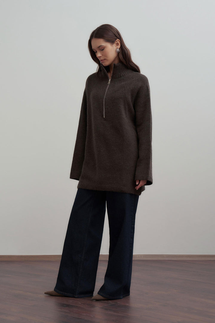 Half-zip wool-blend knitwear