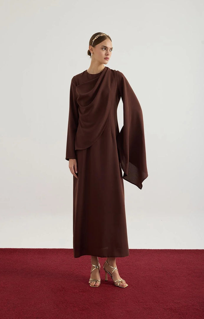 Brown assymmetric dress