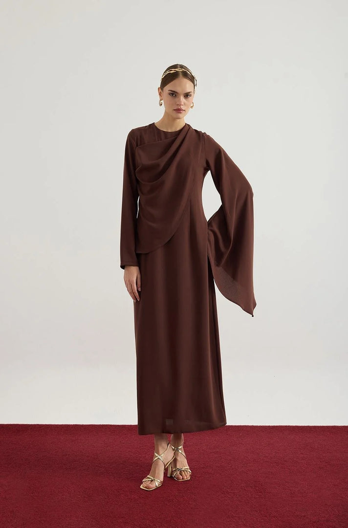 Brown assymmetric dress