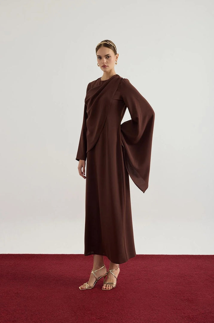 Brown assymmetric dress