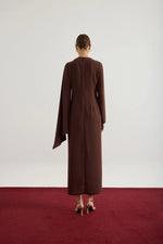 Load image into Gallery viewer, Brown assymmetric dress