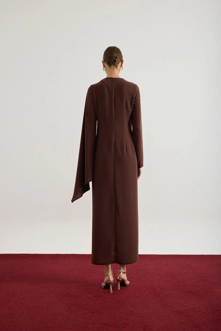 Brown assymmetric dress