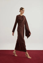 Load image into Gallery viewer, Brown assymmetric dress