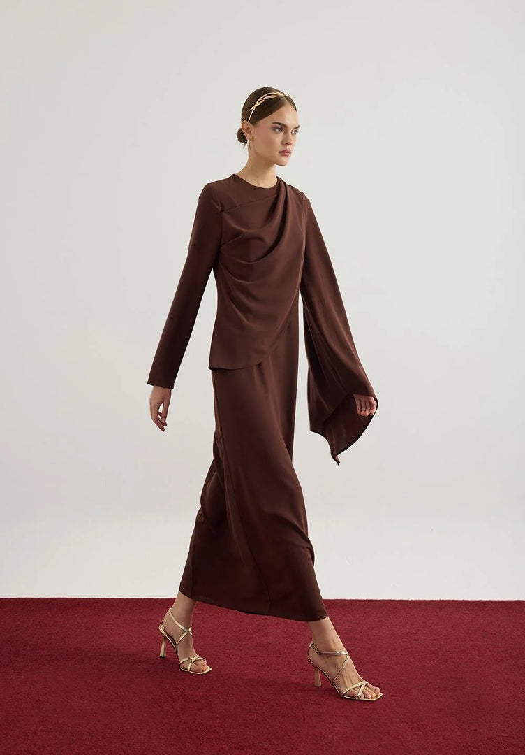 Brown assymmetric dress