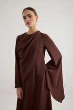 Load image into Gallery viewer, Brown assymmetric dress