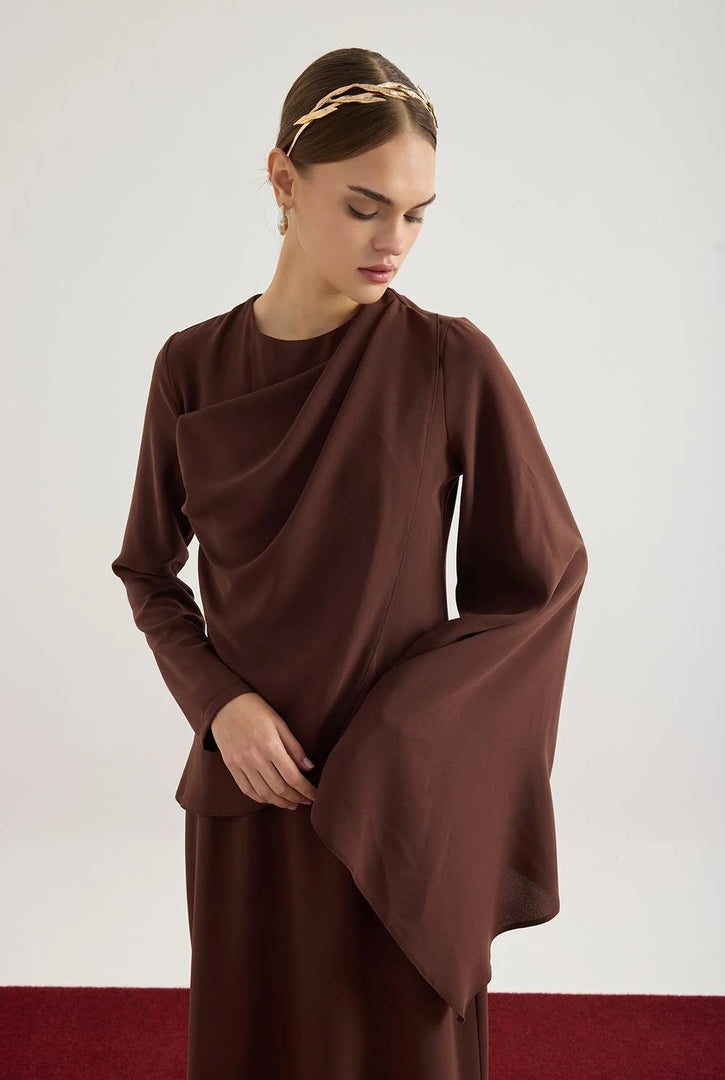 Brown assymmetric dress