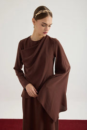 Brown assymmetric dress