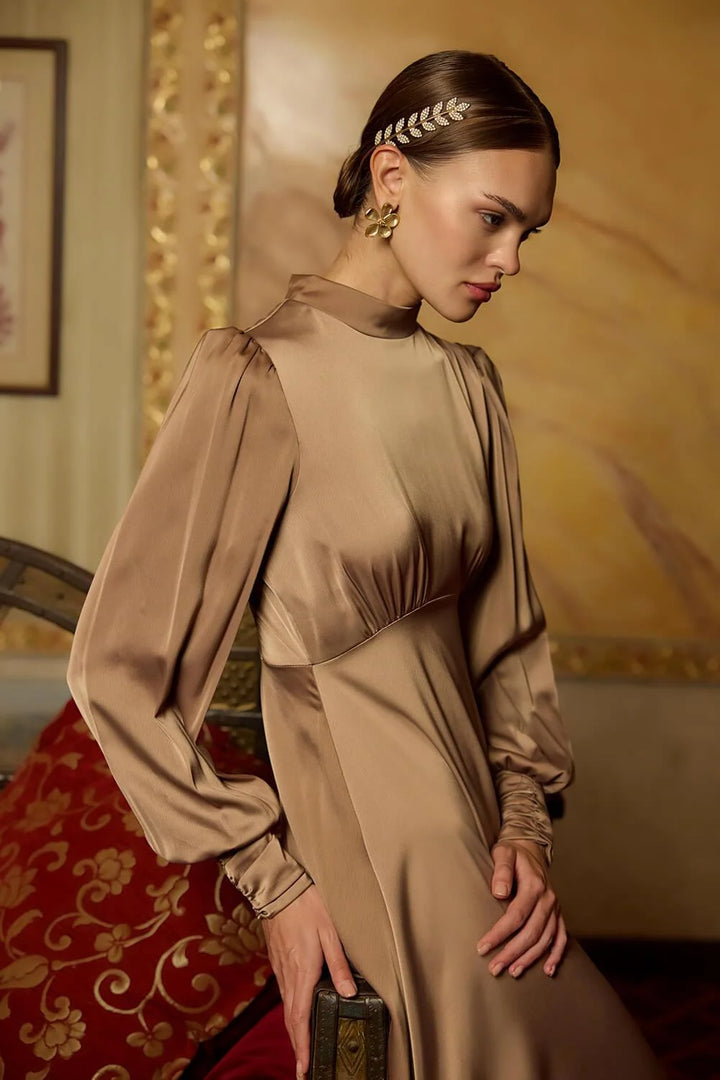 Elena Dress - Dark Beige