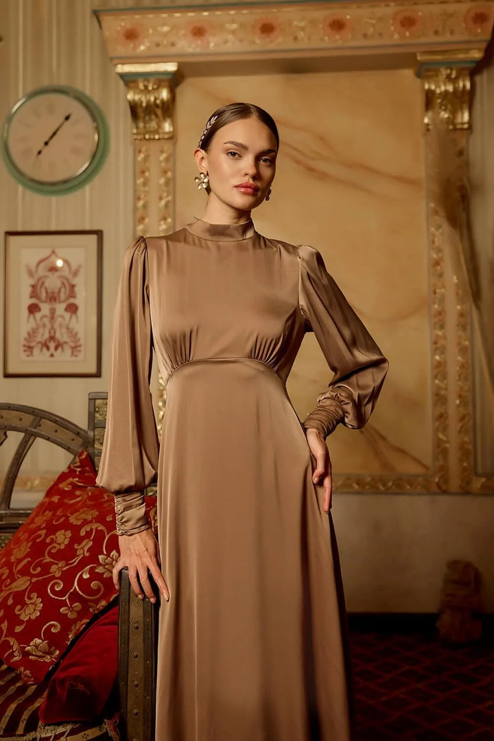 Elena Dress - Dark Beige