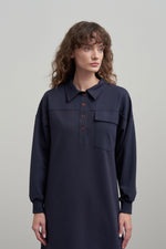 Load image into Gallery viewer, Cotton shirt with chest pocket - Navy