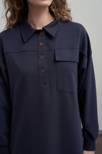 Load image into Gallery viewer, Cotton shirt with chest pocket - Navy