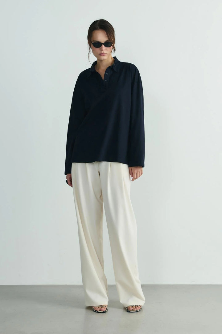 Oversized Polo Collar T-Shirt