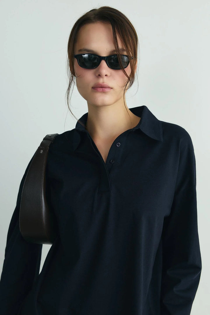 Oversized Polo Collar T-Shirt